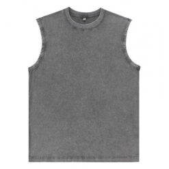 Men’s 230G Heavyweight Cotton Washed Tie-Dye Tank Top – Vintage Sleeveless Crew Neck Summer Tee